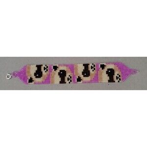 Ferret Faces Delica Bead Woven Bracelet 7" Beaded Jewelry Handmade